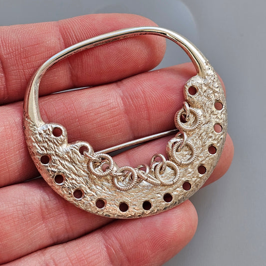 1960s Finnish Modernist Sterling Silver Brooch by Auran Kultaseppa 1969