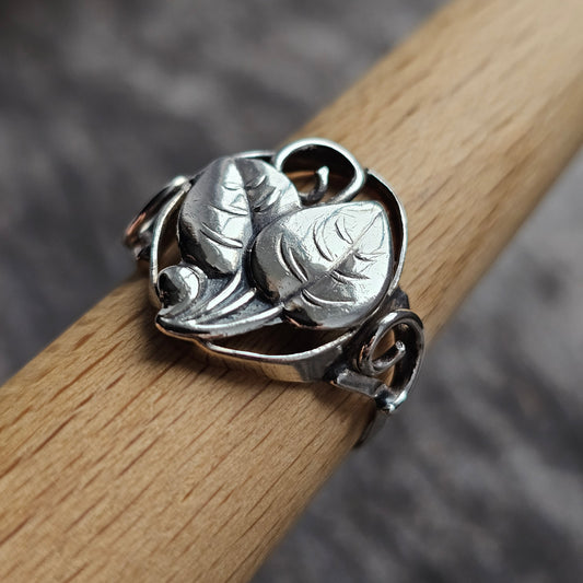 Vintage Art Deco Danish Silver Ring — 1940s WW2 Era — Size R 1/2 UK Size 8.75 US