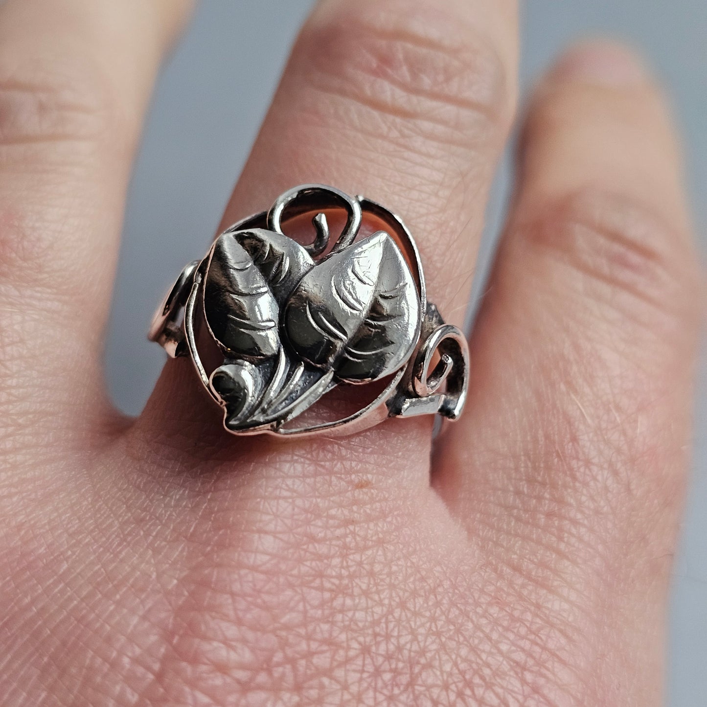 Vintage Art Deco Danish Silver Ring — 1940s WW2 Era — Size R 1/2 UK Size 8.75 US