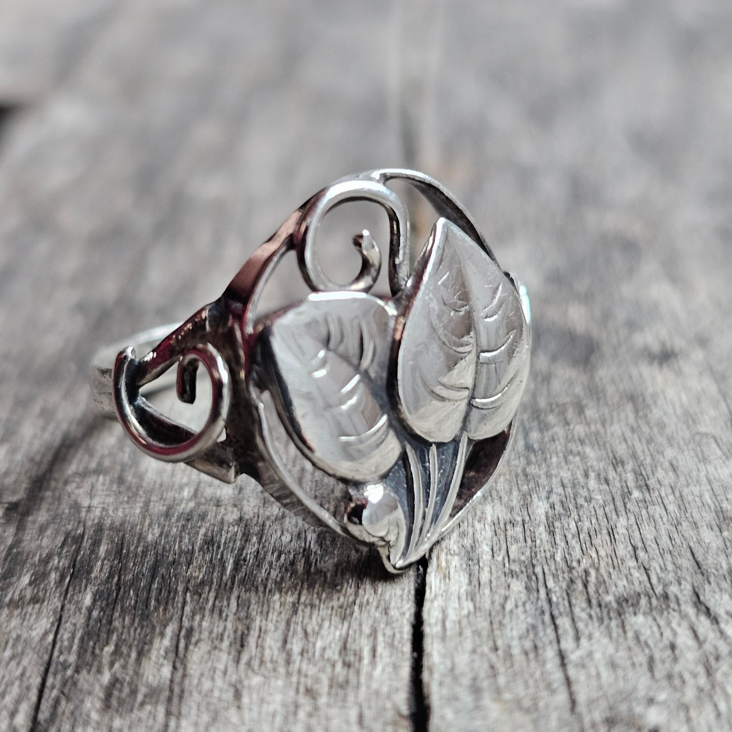 Vintage Art Deco Danish Silver Ring — 1940s WW2 Era — Size R 1/2 UK Size 8.75 US