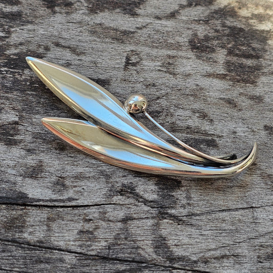 Vintage 1960s Finnish Modernist Silver Flower Brooch by Elis Kauppi, Kupittaan Kulta