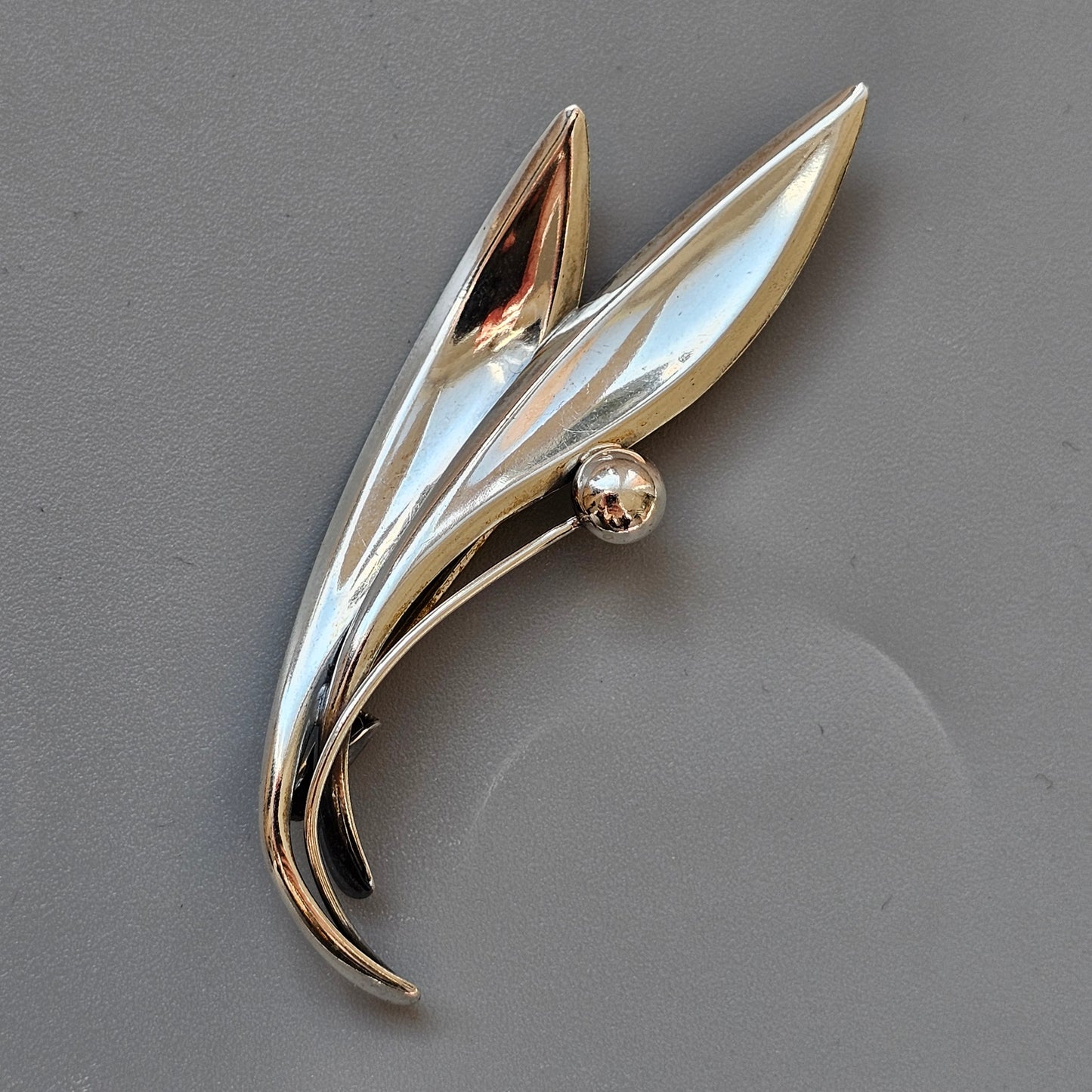 Vintage 1960s Finnish Modernist Silver Flower Brooch by Elis Kauppi, Kupittaan Kulta