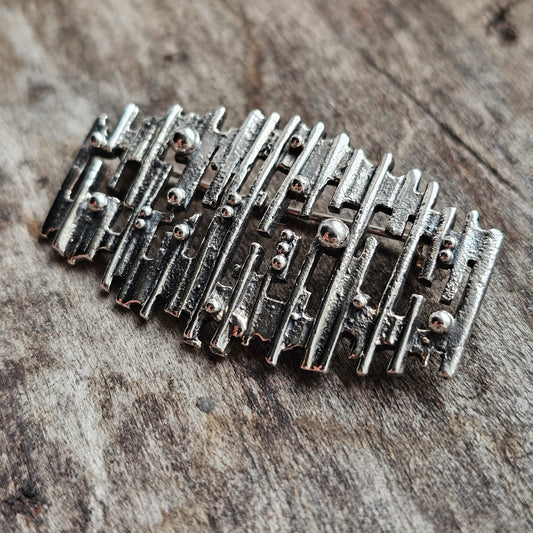 1960s Finnish Brutalist Silver Brooch by Kultaseppä Salovaara — Scandinavian Modernist Jewellery 1968