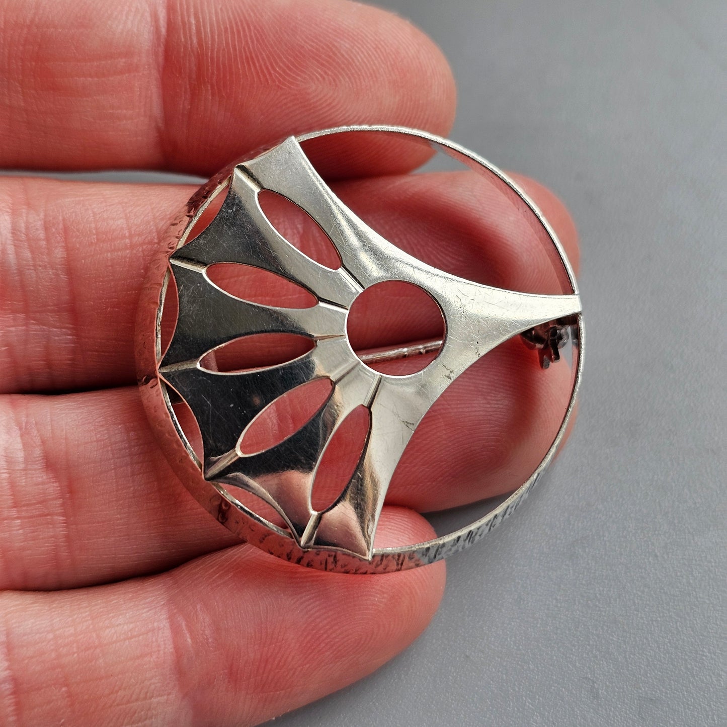 1970 Finnish Modernist Silver Brooch by Edvard Kinni — Organic Design