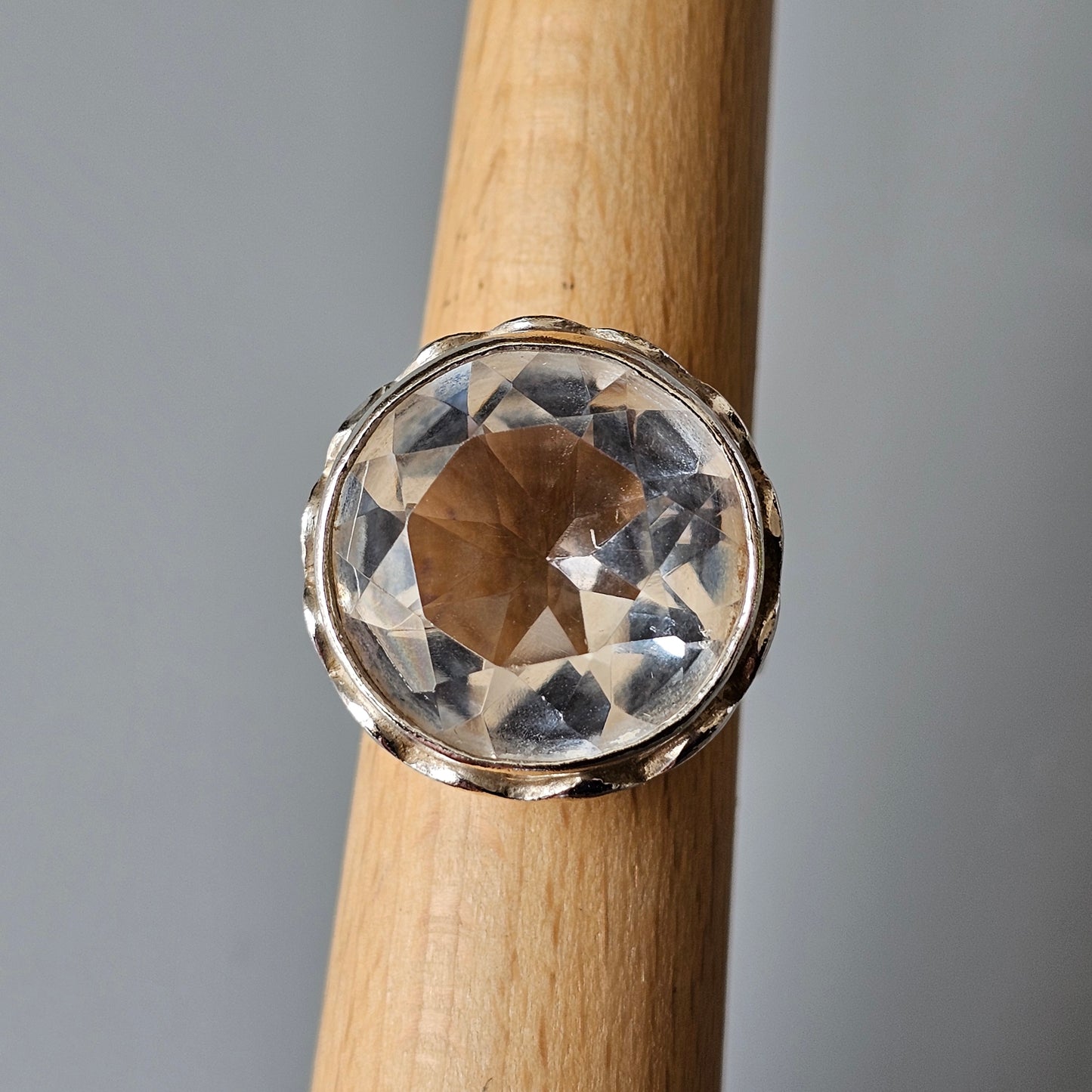 1970s Modernist Finnish Sterling Silver & Rock Crystal Ring by Erik Granit & Co Hallmarked 1974