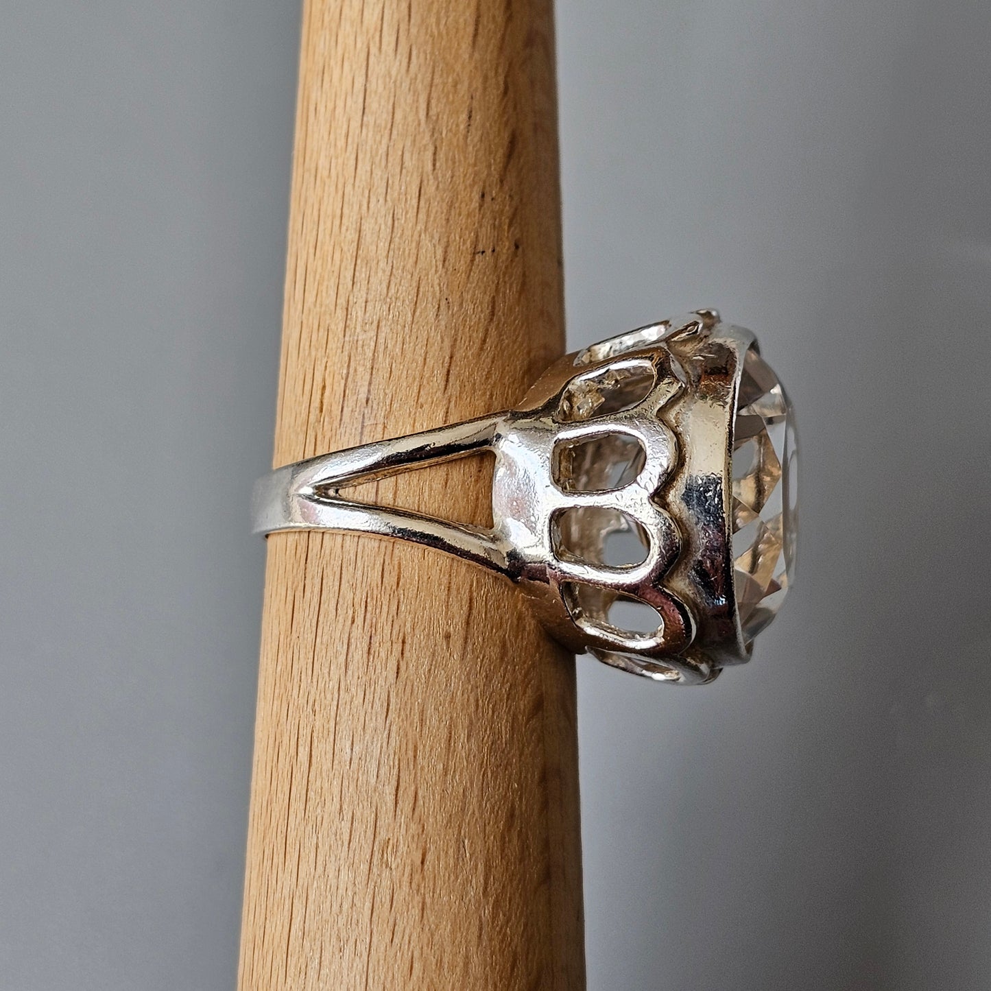 1970s Modernist Finnish Sterling Silver & Rock Crystal Ring by Erik Granit & Co Hallmarked 1974