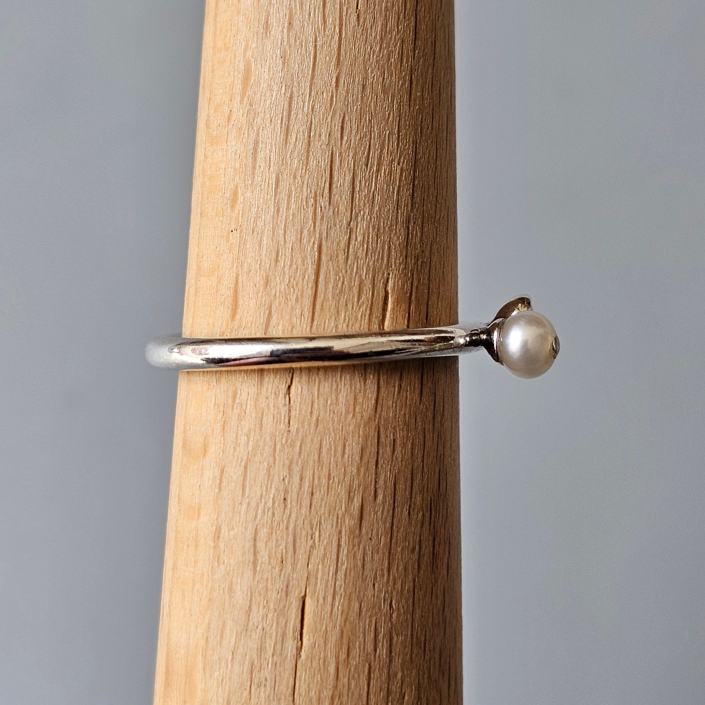 Spinning Danish 925 Sterling Silver Pearl & Flower Stacking Ring SPJ Hans Henrik Nygaard