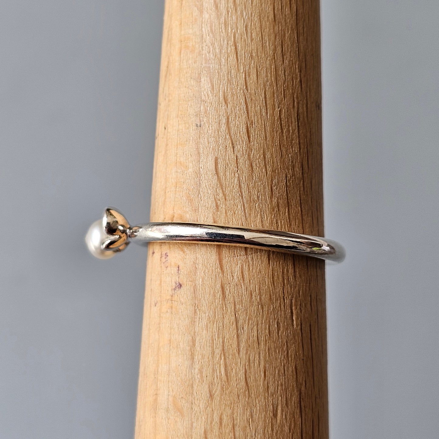 Spinning Danish 925 Sterling Silver Pearl & Flower Stacking Ring SPJ Hans Henrik Nygaard
