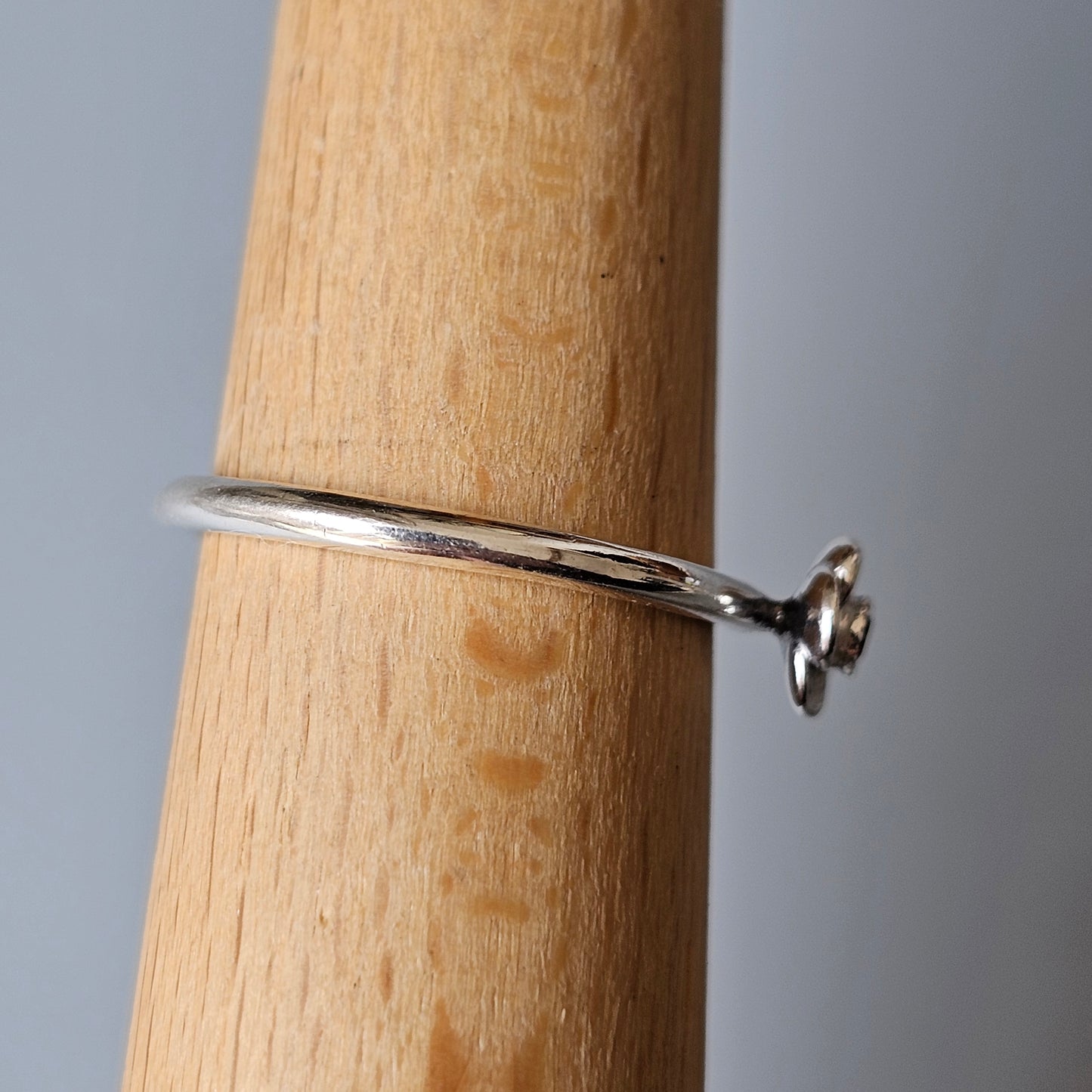 Spinning Danish 925 Sterling Silver Flower & Pink Stone Stacking Ring SPJ Hans Henrik Nygaard