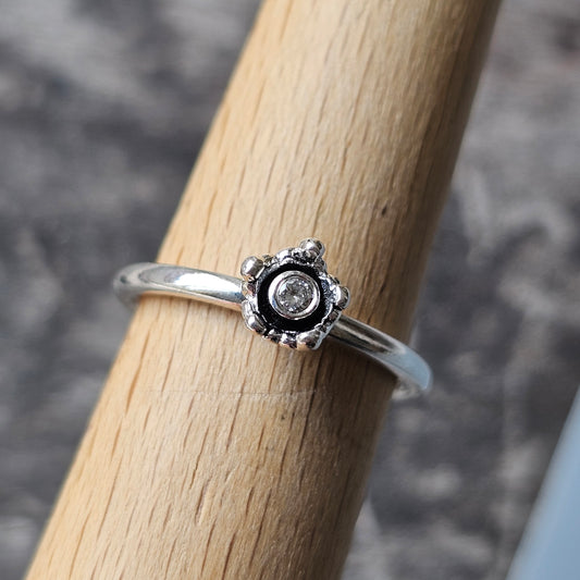 Spinning Danish 925 Sterling Silver Crystal Stacking Ring SPJ Hans Henrik Nygaard