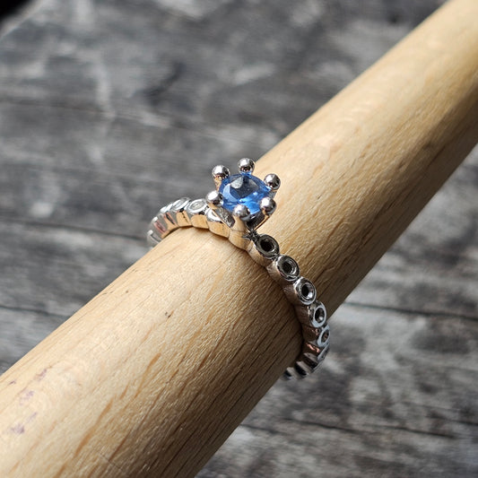 Spinning Danish 925 Sterling Silver Blue Crystal Stacking Ring SPJ Hans Henrik Nygaard