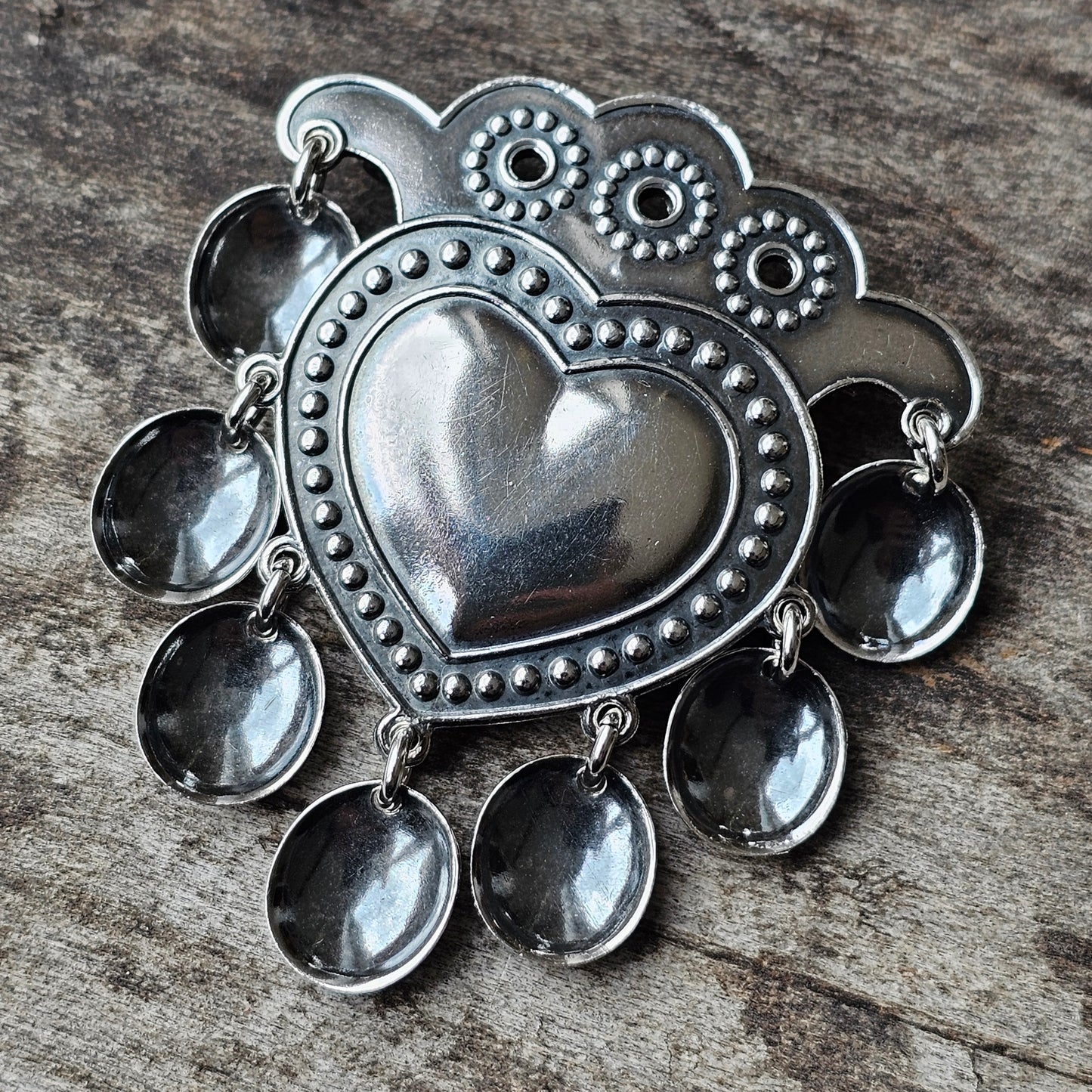 Vintage 1970s Finnish Kalevala Koru Sterling Silver SALT Heart Solje Brooch Designed by Germund Paaer 1973