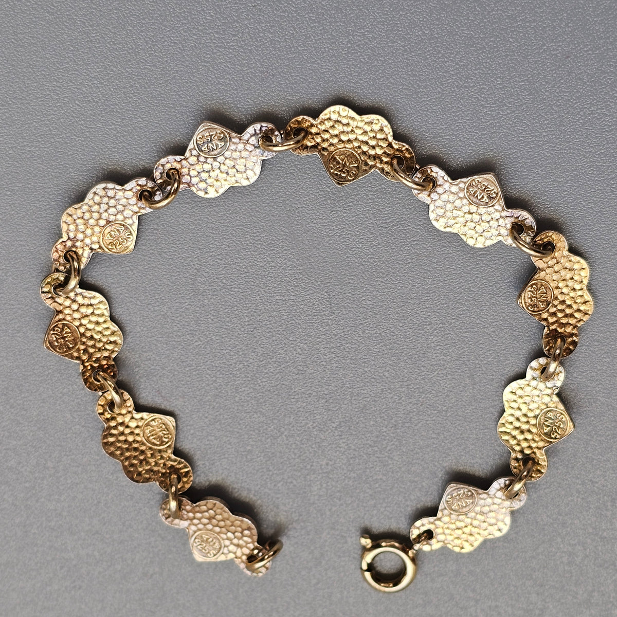 Vintage Extra Small Arne Nordlie Norwegian Silver Gilt Blue Enamel Heart Bracelet