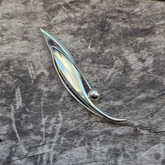 Finnish 1960s Modernist Silver Flower Brooch by Elis Kauppi Kupittaan Kulta 1960