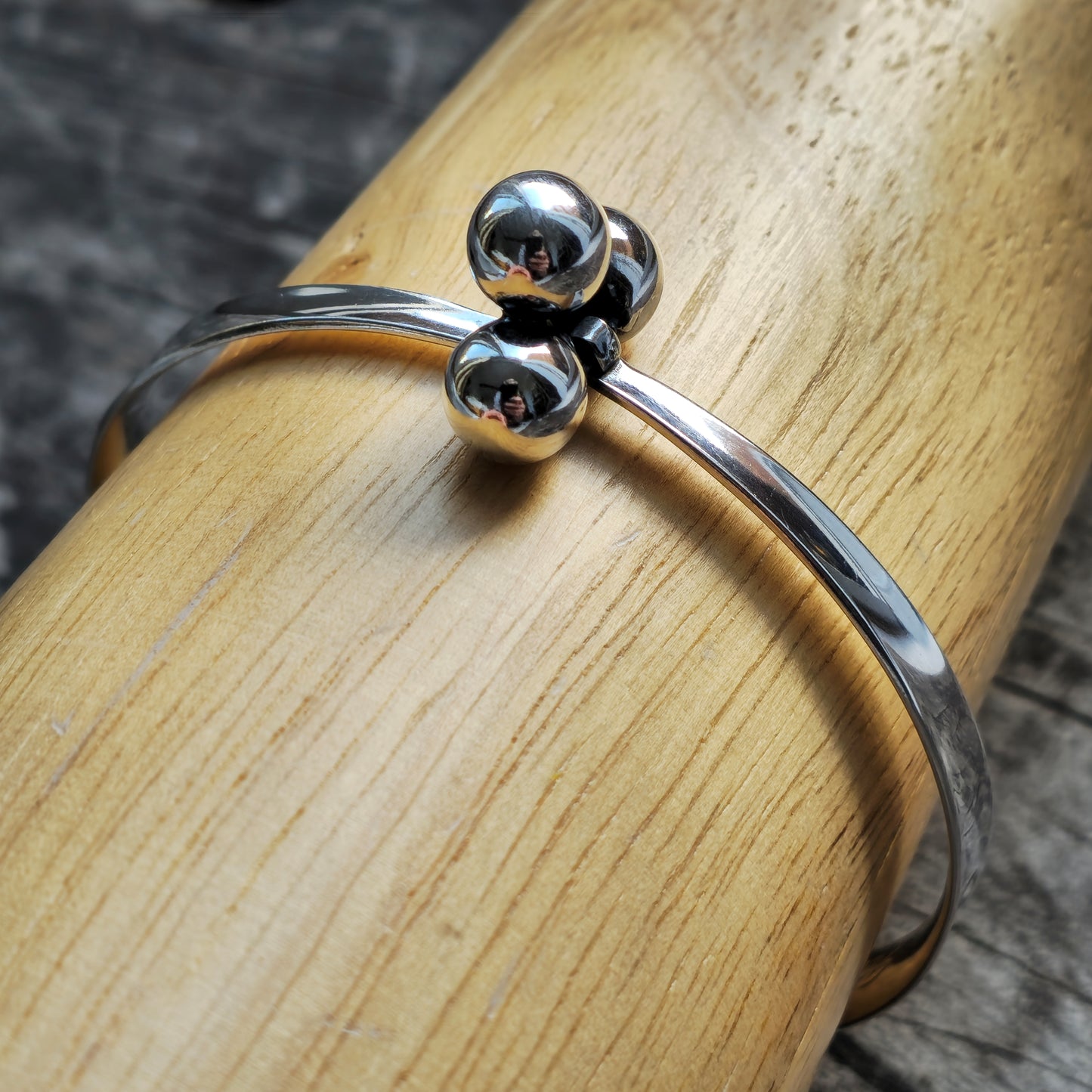 1960s Modernist Finnish Silver Balls Bracelet Bangle by Erik Granit & Co 1965