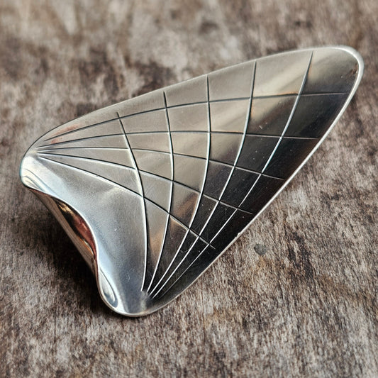 Vintage Danish Modernist Silver Brooch by Viggo Wollny for Fammik — 1960s