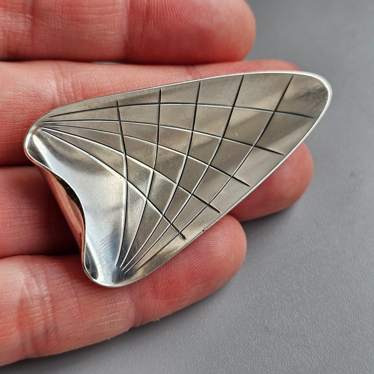 Vintage Danish Modernist Silver Brooch by Viggo Wollny for Fammik — 1960s