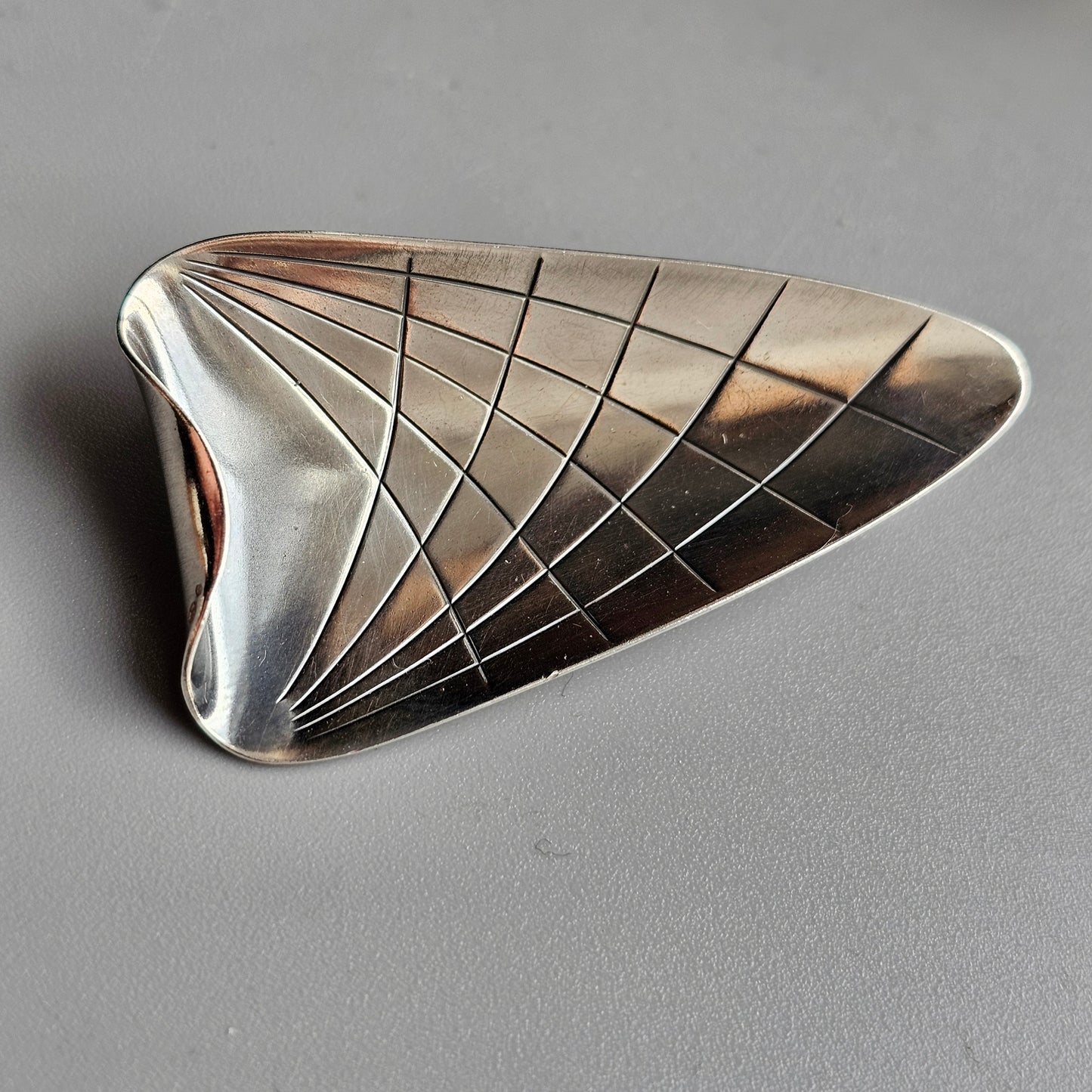 Vintage Danish Modernist Silver Brooch by Viggo Wollny for Fammik — 1960s