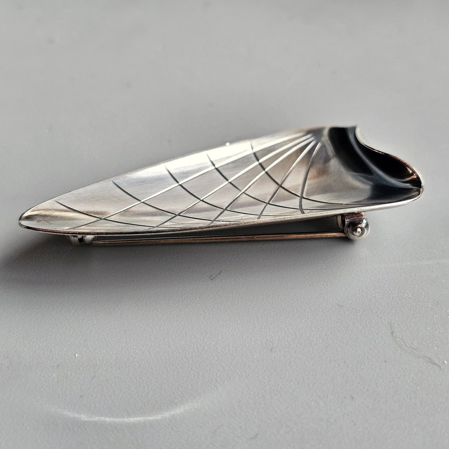 Vintage Danish Modernist Silver Brooch by Viggo Wollny for Fammik — 1960s