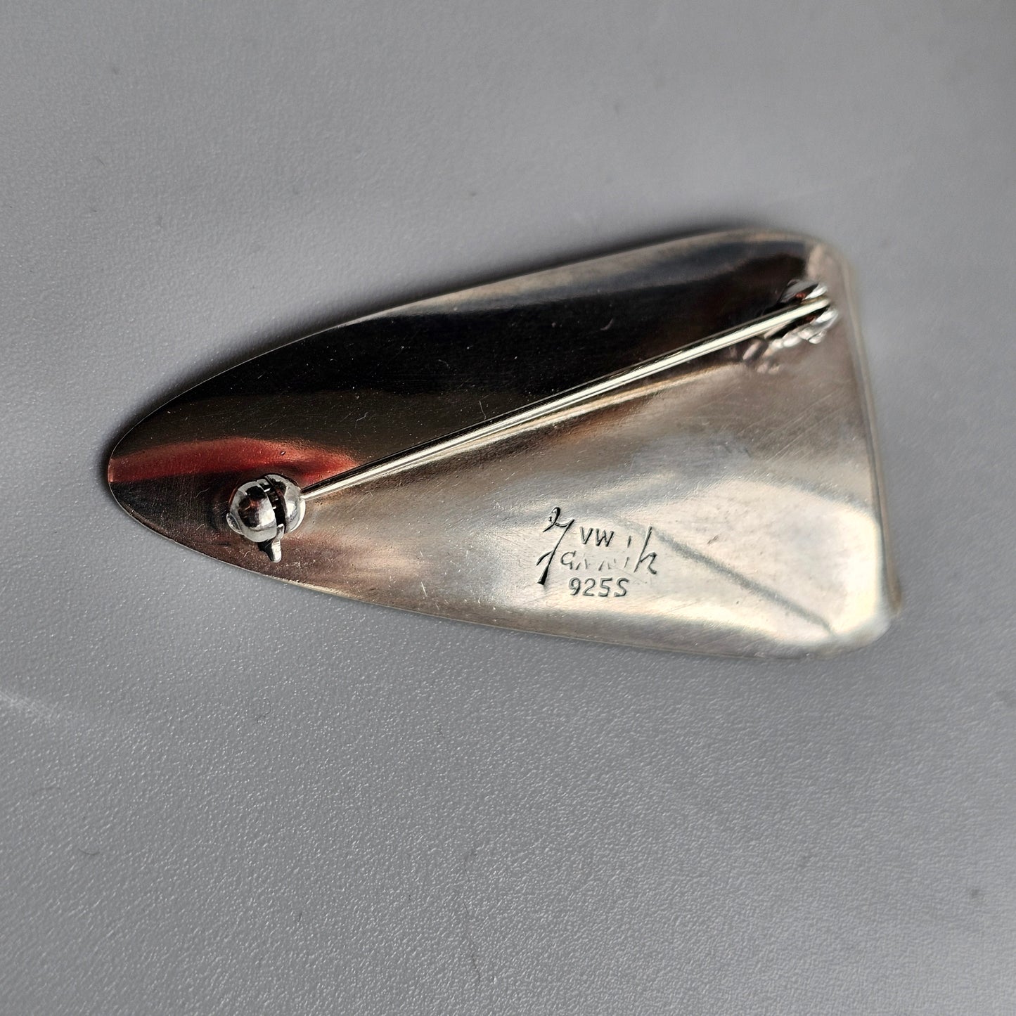 Vintage Danish Modernist Silver Brooch by Viggo Wollny for Fammik — 1960s