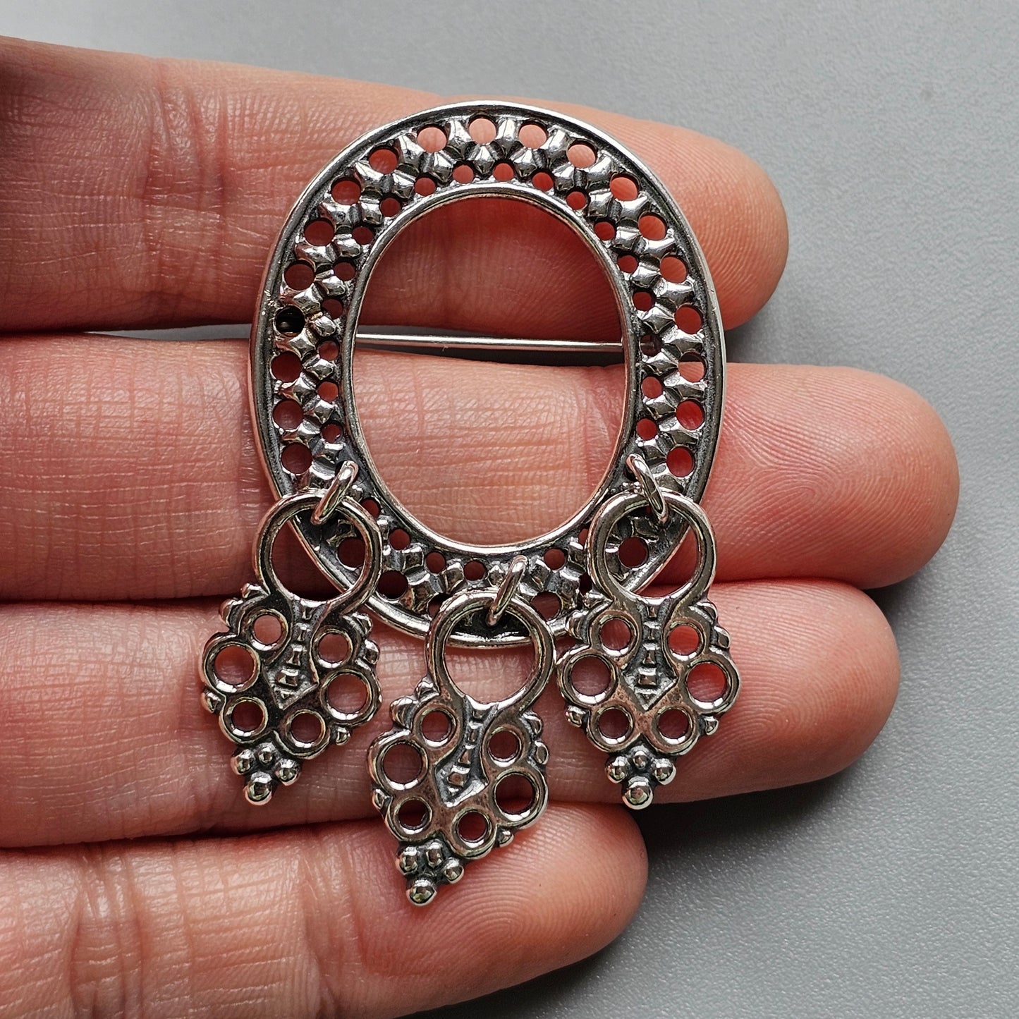 Kalevala Koru Sterling Silver Sámi-Style Brooch Medieval Inari Design 1987