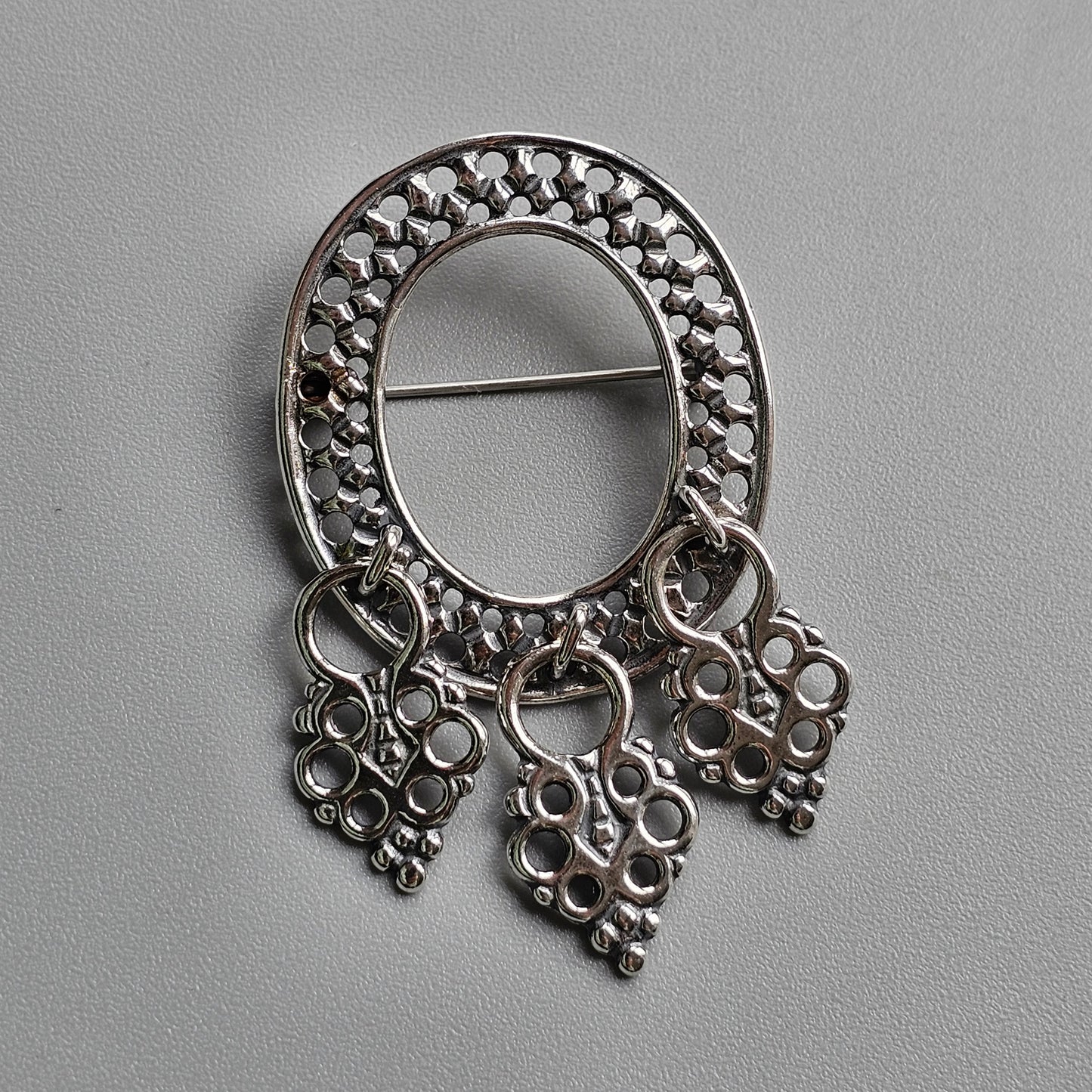 Kalevala Koru Sterling Silver Sámi-Style Brooch Medieval Inari Design 1987