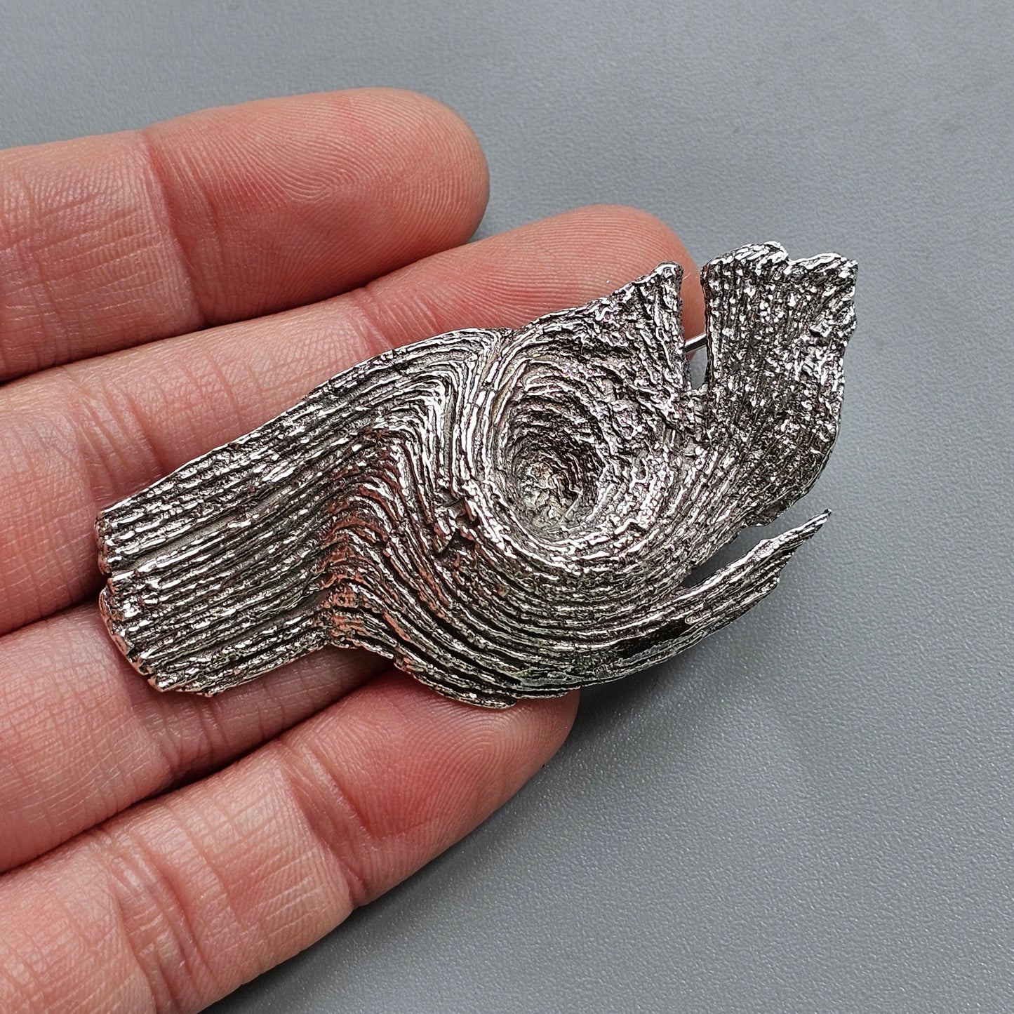 1970s Helky Juvonen Design Brutalist Finnish Sterling Silver Brooch Hallmarked 1972