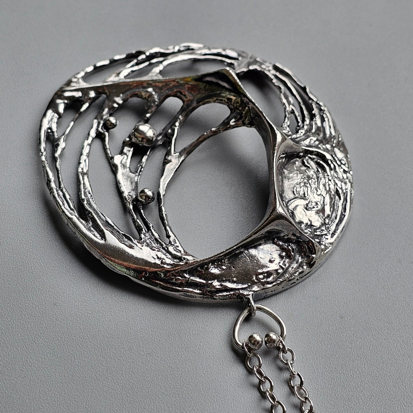 Large Karl Laine Spiders Web Sterling Silver Necklace by Sten & Laine Finnfeelings Hallmarked 1976