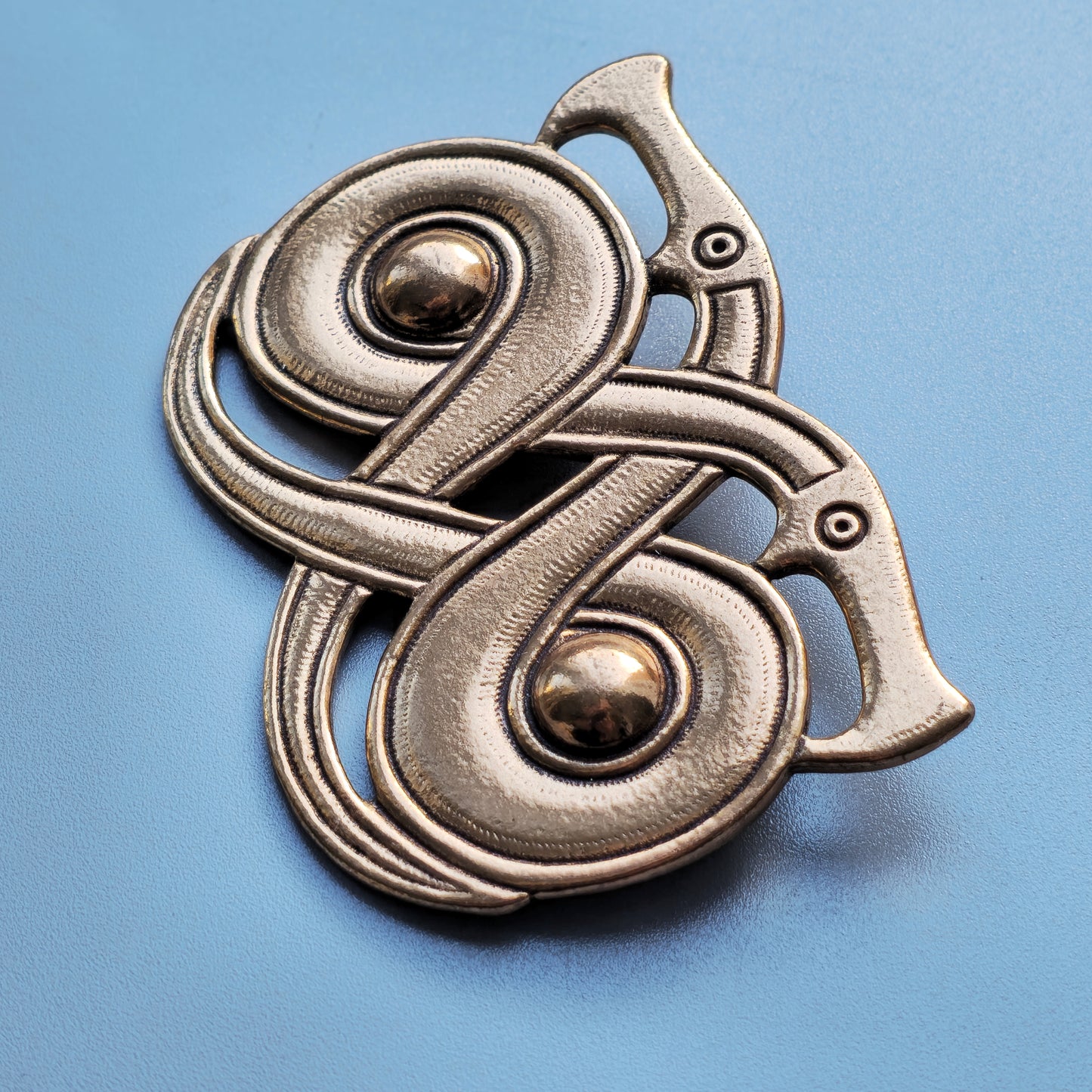 Vintage Kalevala Koru Ancient Style Silver Snake Bronze Brooch