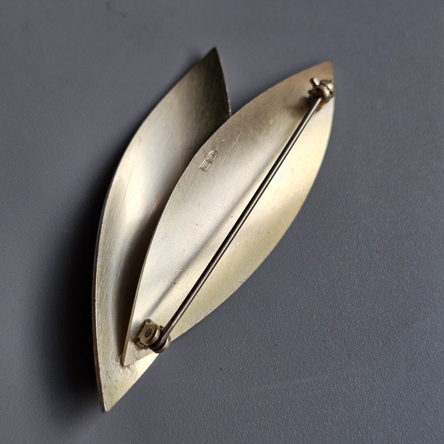 Contemporary Finnish Gilded Silver Leaf Brooch — Modern Scandinavian Design