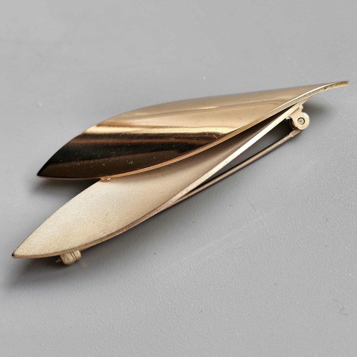 Contemporary Finnish Gilded Silver Leaf Brooch — Modern Scandinavian Design
