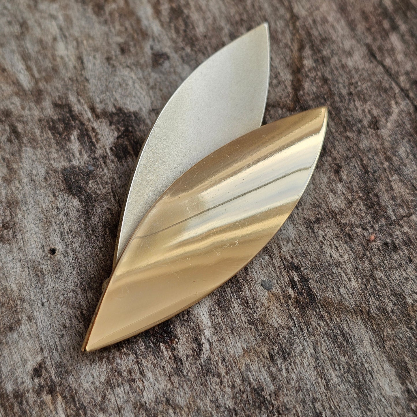 Contemporary Finnish Gilded Silver Leaf Brooch — Modern Scandinavian Design