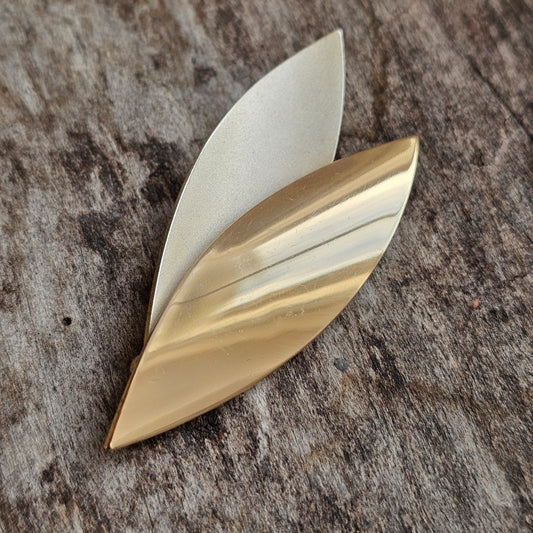 Contemporary Finnish Gilded Silver Leaf Brooch — Modern Scandinavian Design