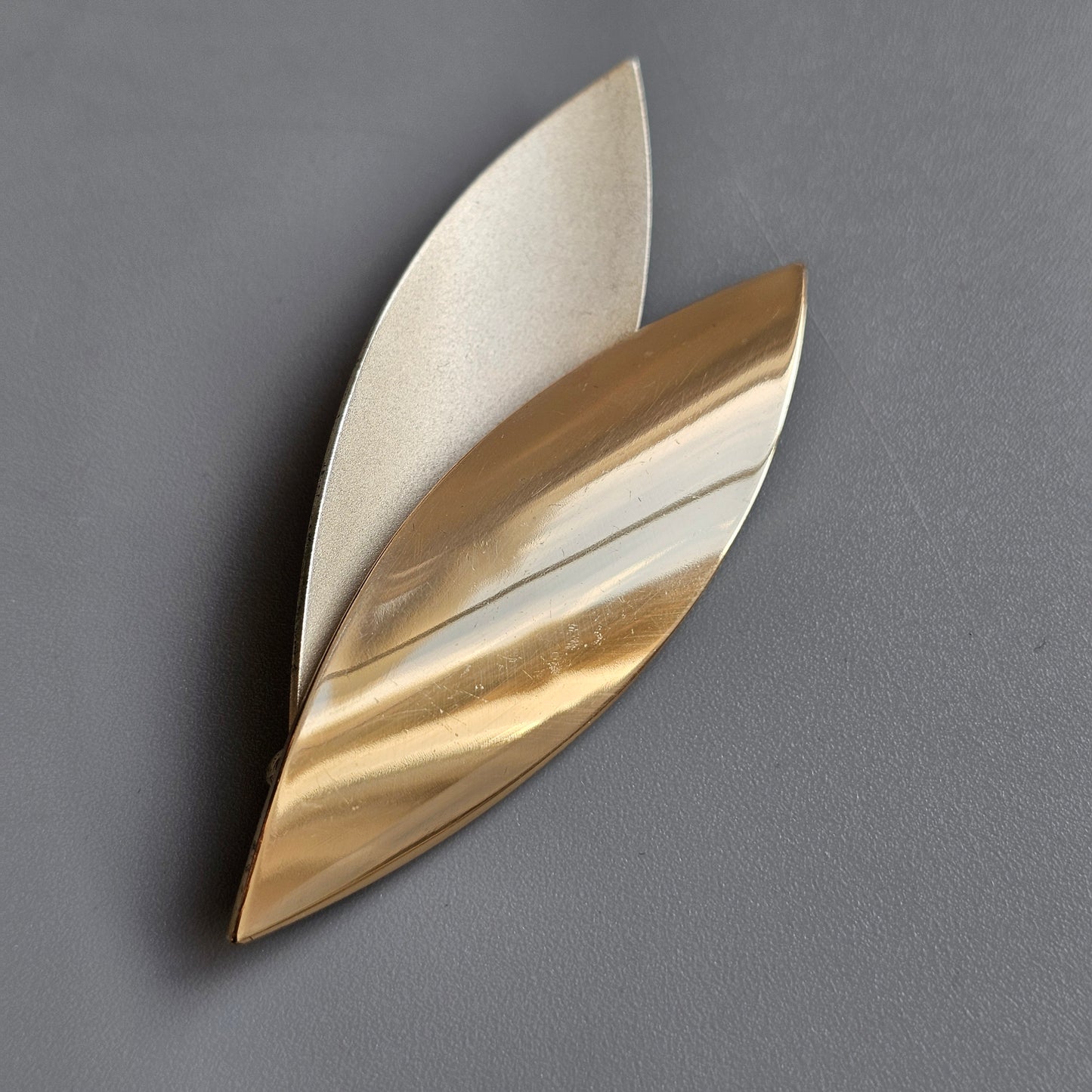 Contemporary Finnish Gilded Silver Leaf Brooch — Modern Scandinavian Design