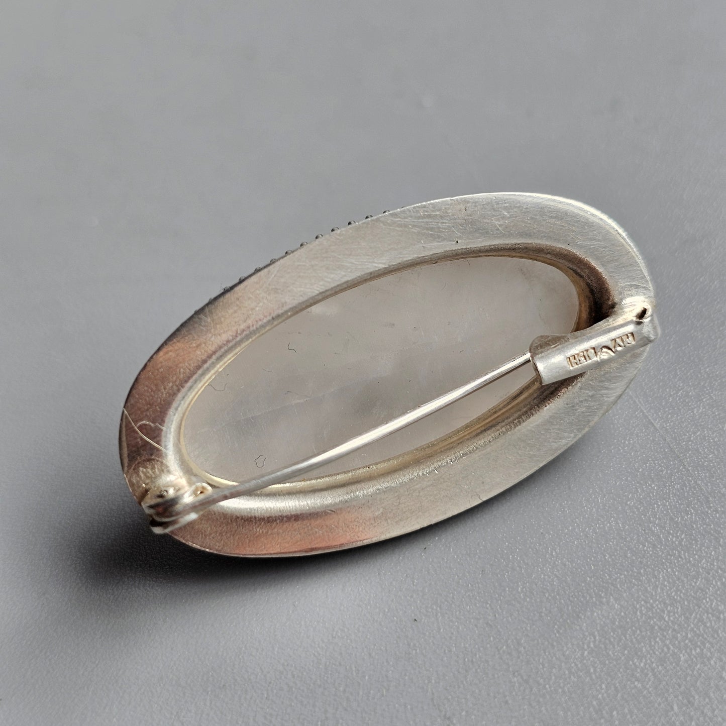 Finnish 60s 70s Modernist Silver & Snow Quartz Brooch by Martti Viikinniemi