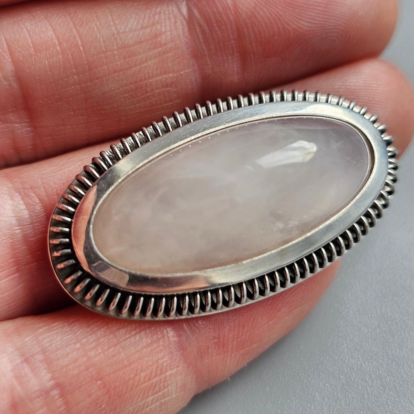 Finnish 60s 70s Modernist Silver & Snow Quartz Brooch by Martti Viikinniemi
