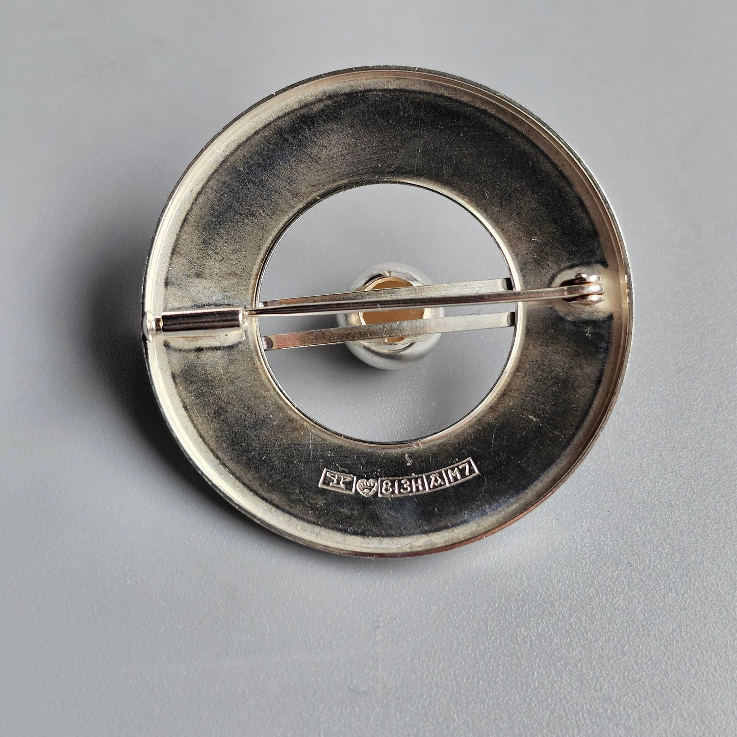 Elis Kauppi Kupittaan Kulta Mid-Century Modern Finnish Silver Brooch - Finland 1965