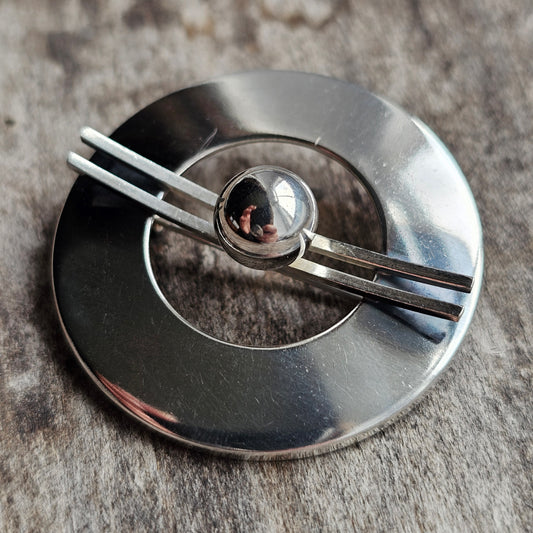 Elis Kauppi Kupittaan Kulta Mid-Century Modern Finnish Silver Brooch - Finland 1965