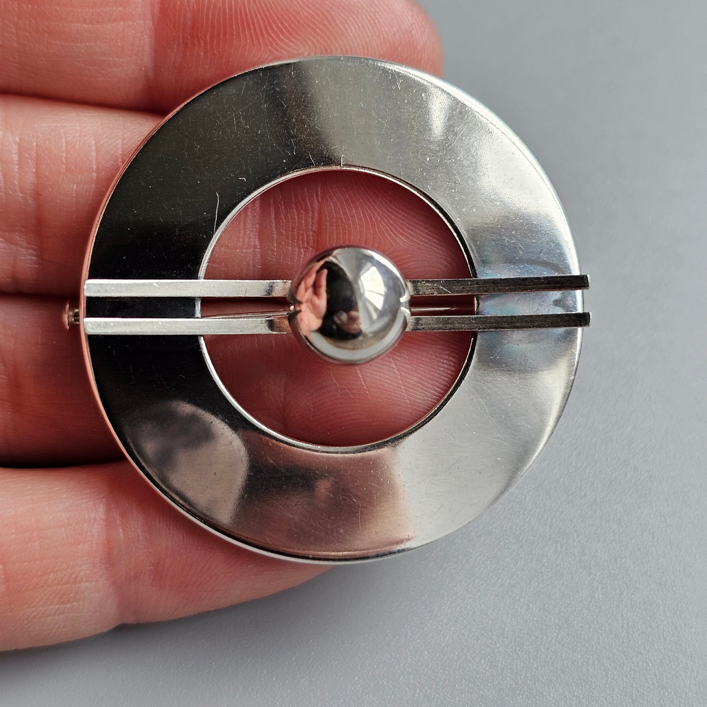 Elis Kauppi Kupittaan Kulta Mid-Century Modern Finnish Silver Brooch - Finland 1965