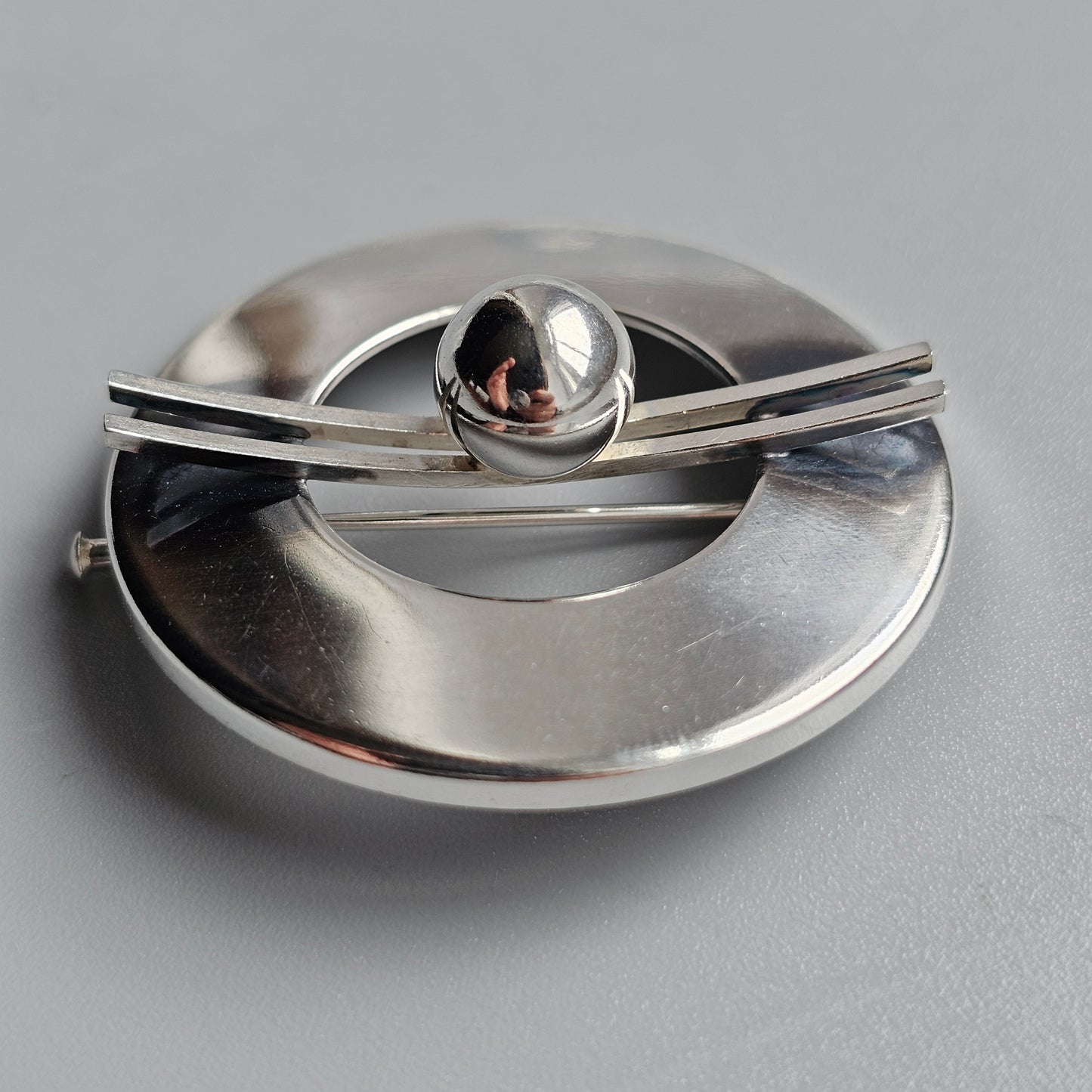 Elis Kauppi Kupittaan Kulta Mid-Century Modern Finnish Silver Brooch - Finland 1965