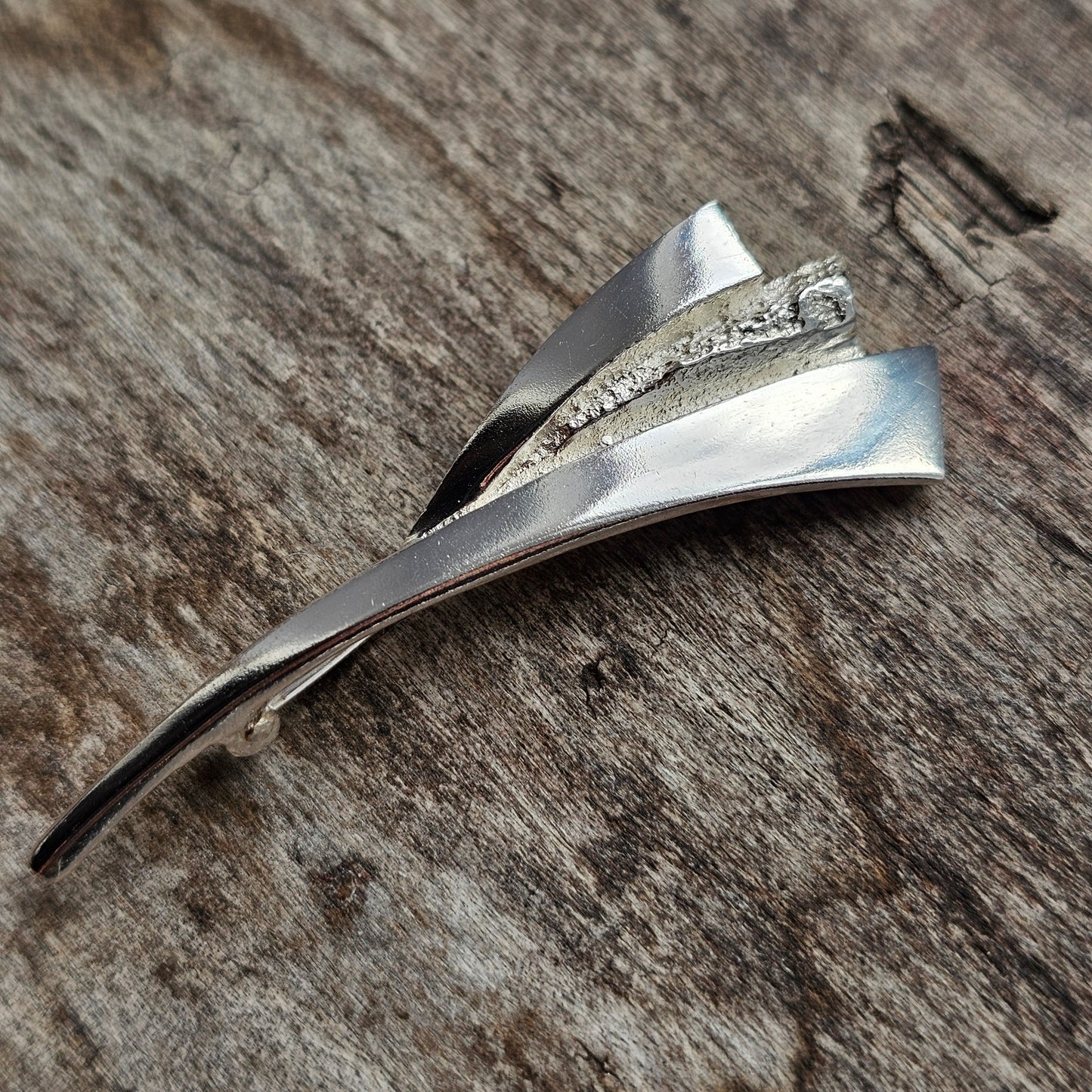 Finnish Sterling Silver Modernist Brooch by Riita Hakala & Tammen Koru