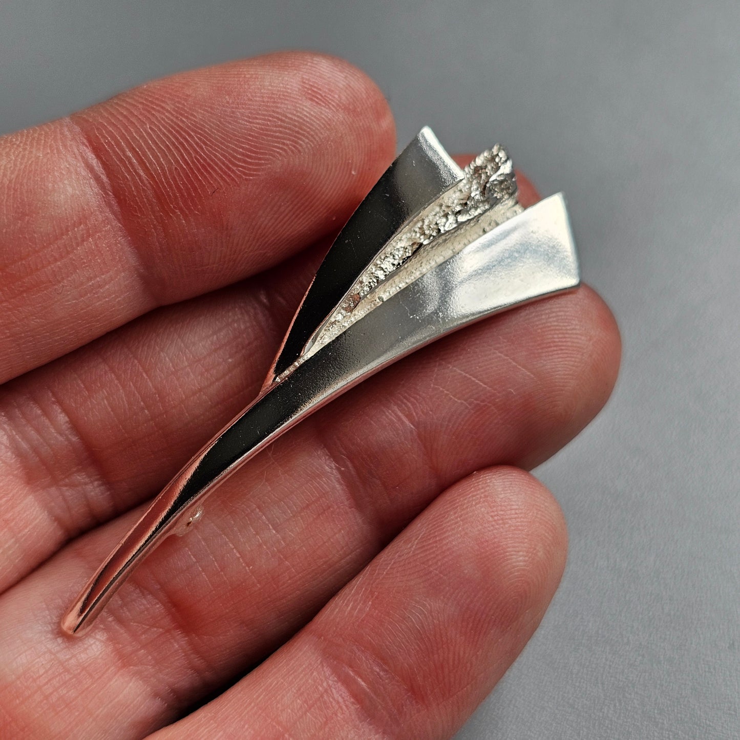 Finnish Sterling Silver Modernist Brooch by Riita Hakala & Tammen Koru