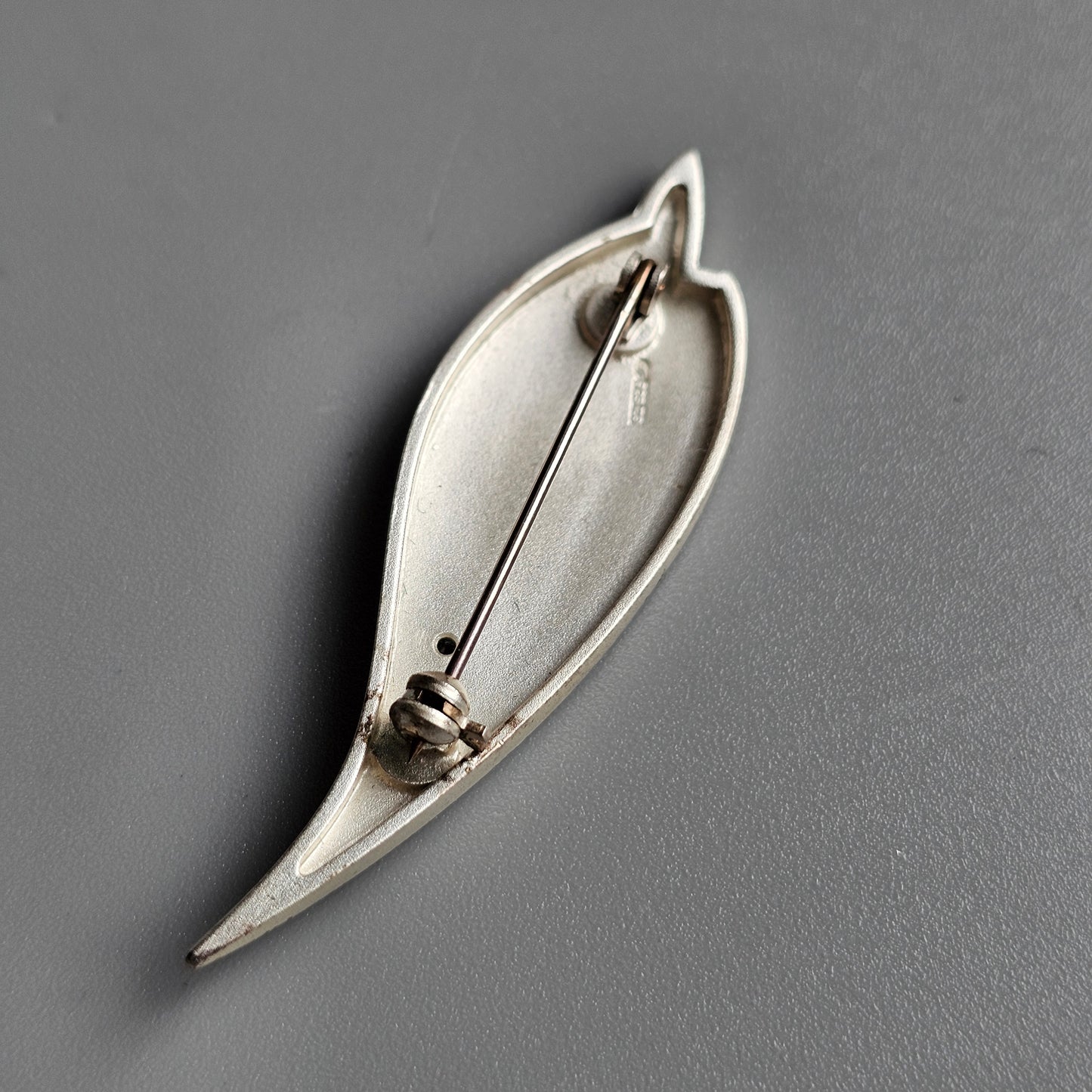 Contemporary Finnish Sterling Silver Leaf Brooch with Cubic Zirconia 2001