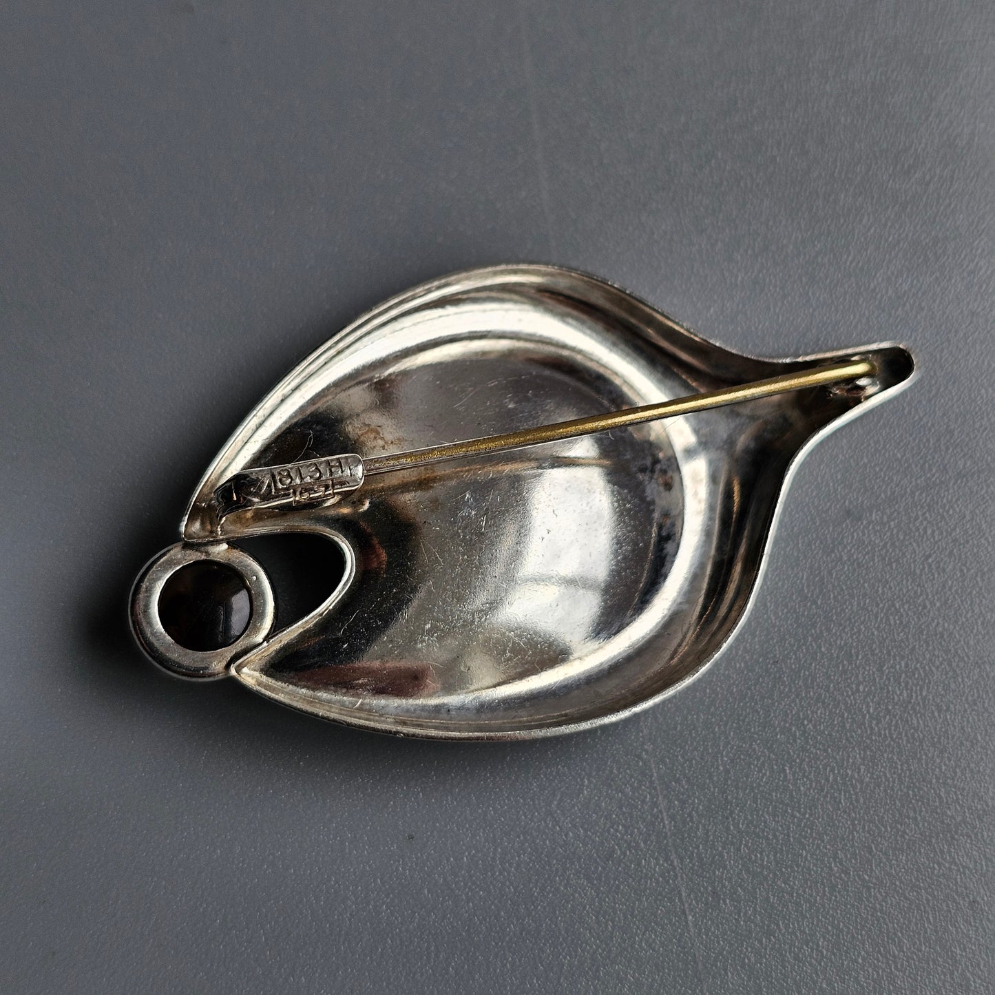 Finnish 1960s Modernist Silver & Smoky Quartz Brooch by Kupittaan Kulta Elis Kauppi 1960