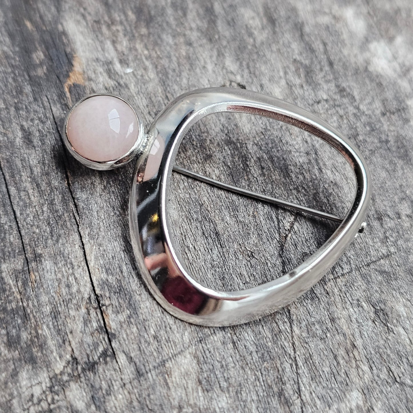 1950s Finnish Modernist Silver & Rose Quartz Brooch 1959