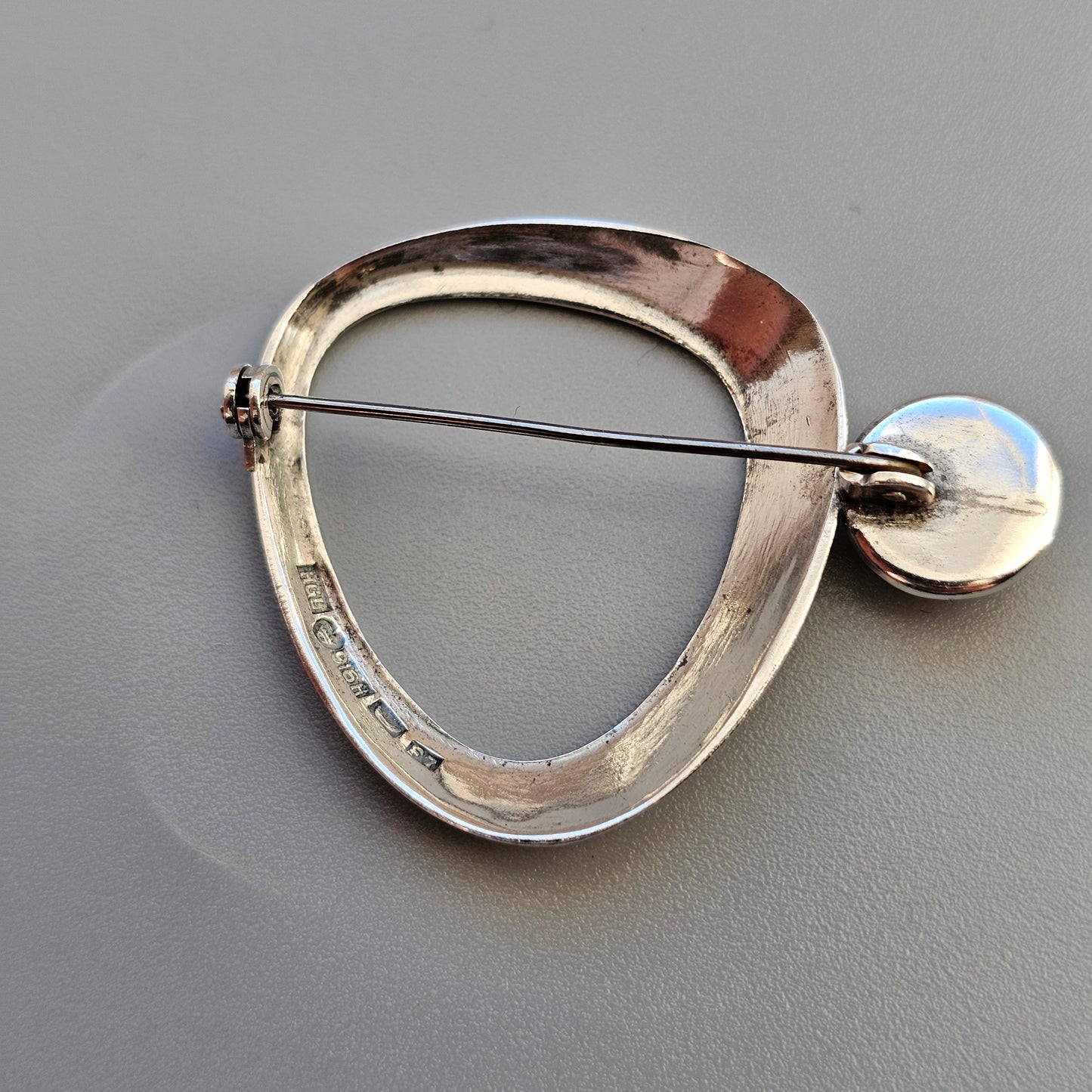 1950s Finnish Modernist Silver & Rose Quartz Brooch 1959