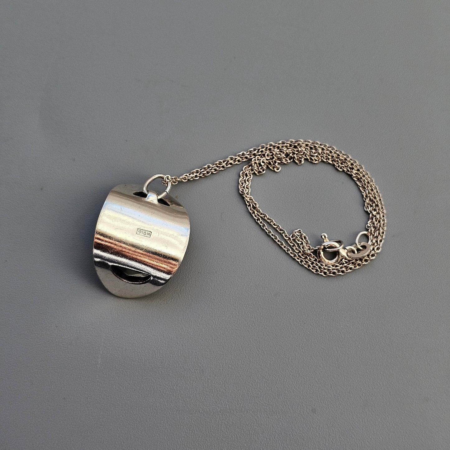 Modernist 60s 70s Finnish Silver Necklace Pendant with Smoky Quartz