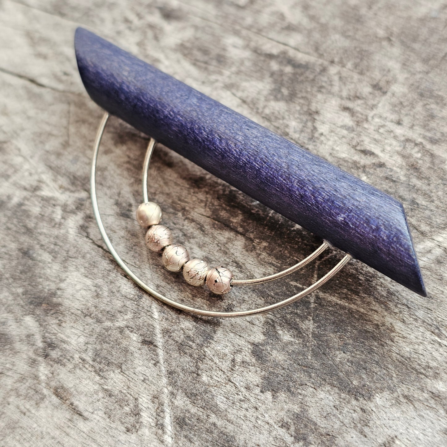 Vintage 1990s Aarikka Finland Blue Wooden Brooch – Modernist Scandinavian Design