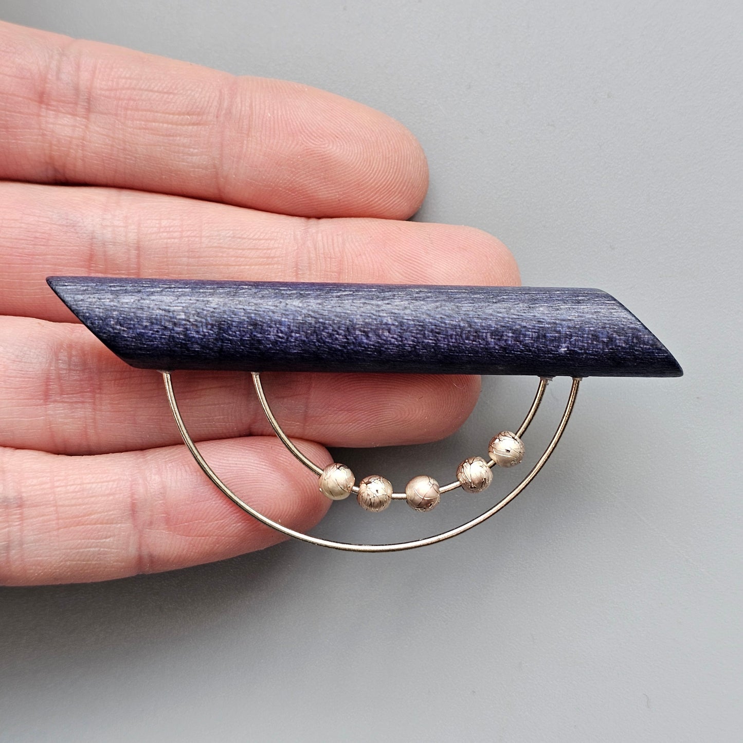 Vintage 1990s Aarikka Finland Blue Wooden Brooch – Modernist Scandinavian Design