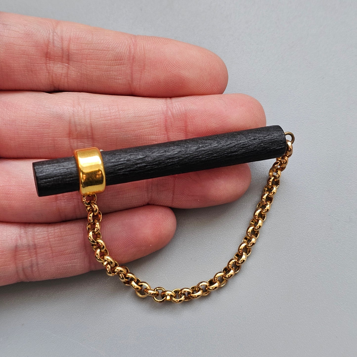 Vintage 1990s Aarikka Finland Black Wooden Brooch – Modernist Scandinavian Design